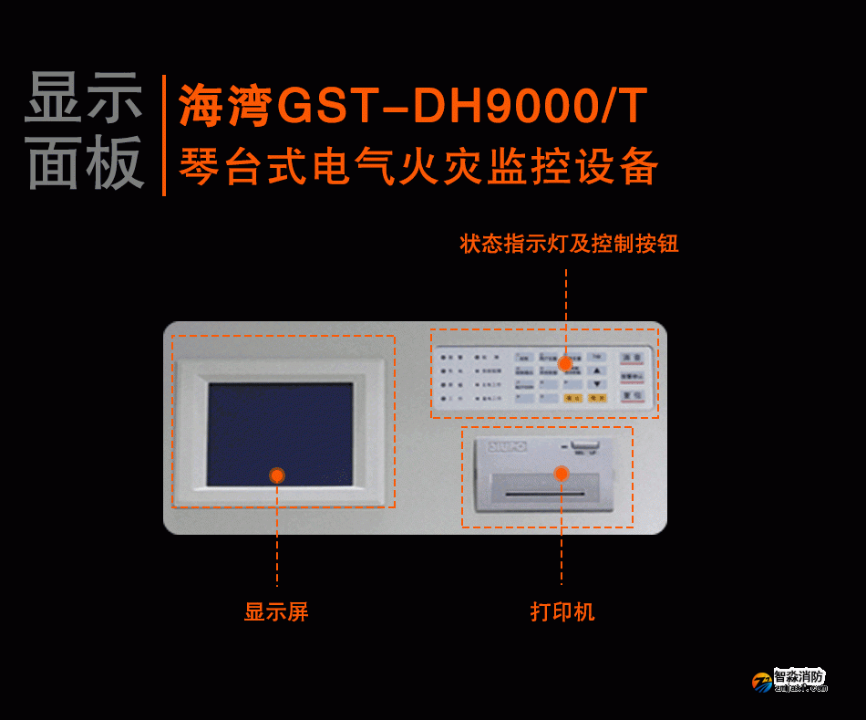 GST-DH9000/T琴臺(tái)式電氣火災(zāi)監(jiān)控設(shè)備顯示面板