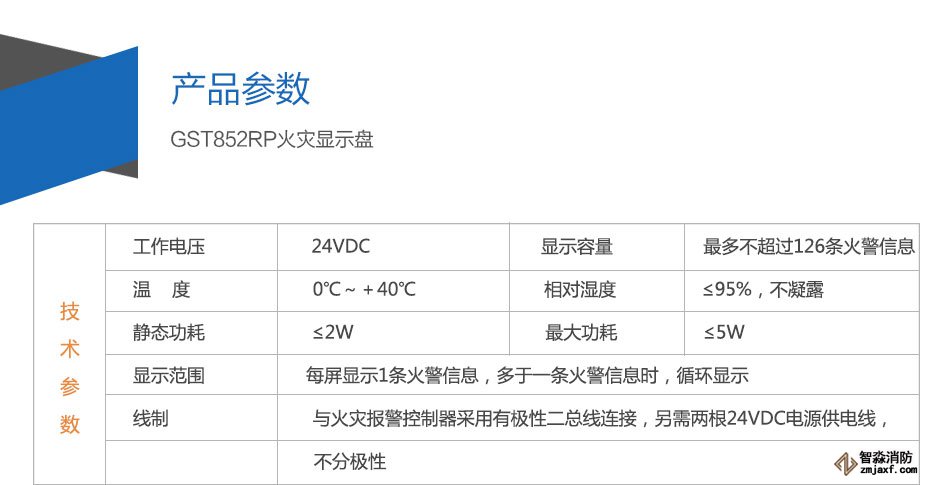 GST852RP火災(zāi)顯示盤(pán)參數(shù)